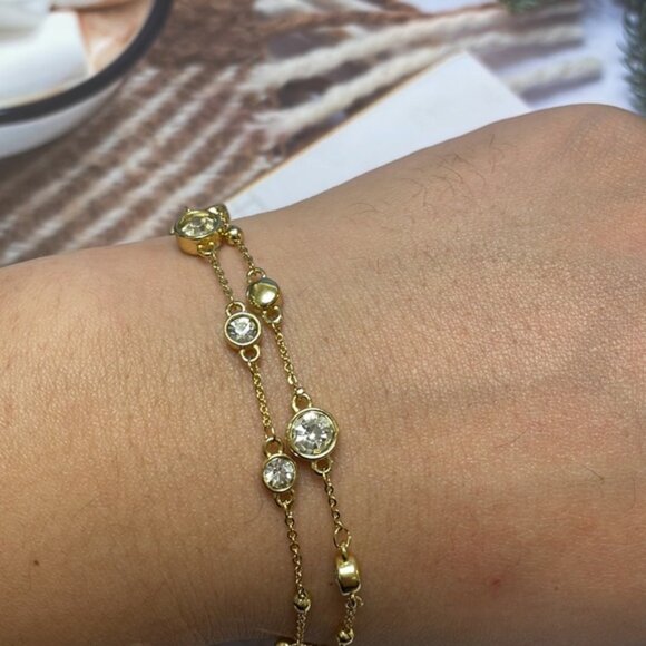 Swarovski Gold Bracelet with Clear Crystals - Picture 2 of 2